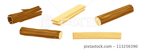 Wooden Material and Object of Sawmill Vector Set Wooden Material and Object of Sawmill Vector Set 113256390