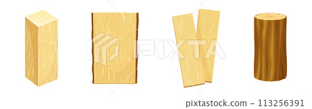 Wooden Material and Object of Sawmill Vector Set 113256391