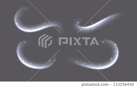 Cold wind with snow, air flow effect, winter freezing swirls, glowing light trails. Cold wind with snow, air flow effect, winter freezing swirls, glowing light trails. 113256430