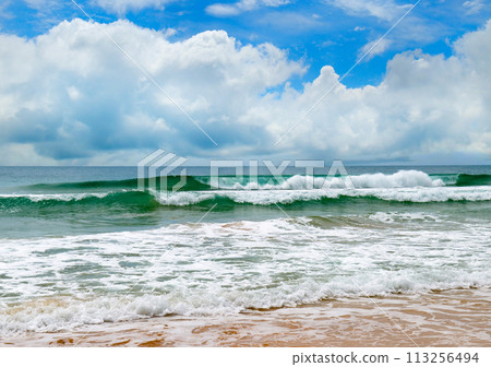 Sea and blue sky background. Sea and blue sky background. 113256494