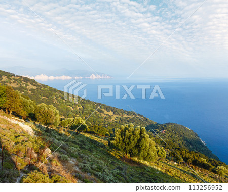Summer morning sea view (Greece, Kefalonia). Summer morning sea view (Greece, Kefalonia). 113256952
