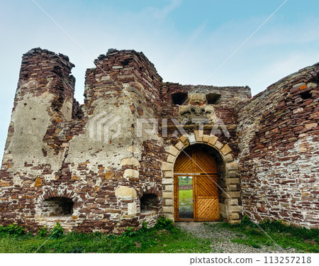 Pidzamochok castle spring  ruins, Ternopil Region, Ukraine. 113257218