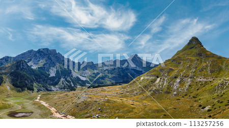 Summer mountain Durmitor National Park, Montenegro. Durmitor panoramic road, Sedlo pass. 113257256