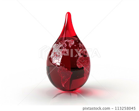 Glossy Red World Map Teardrop Glossy Red World Map Teardrop 113258045