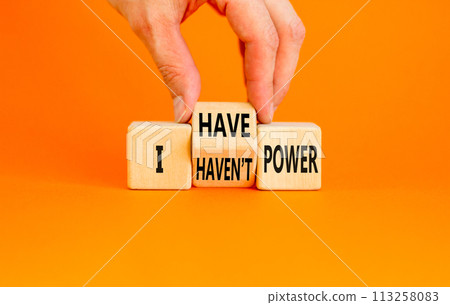 I have or not power symbol. Concept word I have or have not power on beautiful wooden cubes. Beautiful orange table orange background. Business and i have or not power concept. Copy space. I have or not power symbol. Concept word I have or have not power on beautiful wooden cubes. Beautiful orange table orange background. Business and i have or not power concept. Copy space. 113258083