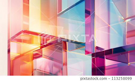Abstract Geometric Shapes with Colorful Reflections 113258099