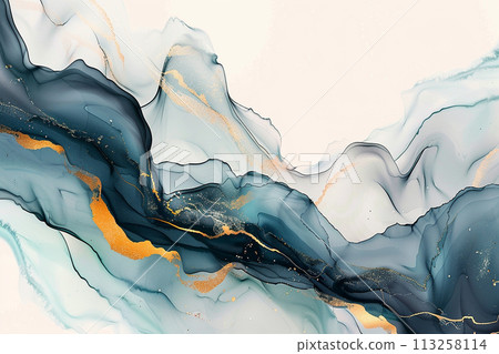 Abstract Marbled Art with Gold Accents Abstract Marbled Art with Gold Accents 113258114