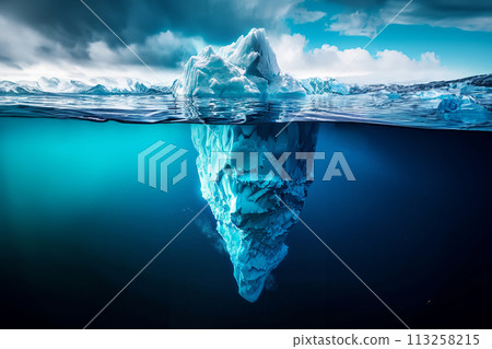 Submerged Beauty: Iceberg Above and Below Water 113258215