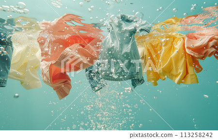 Colorful Clothes Floating Underwater 113258242