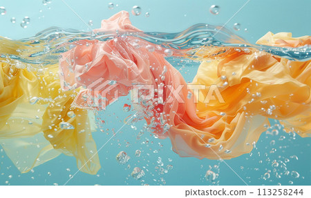 Elegant Fabrics Submerged in Water Elegant Fabrics Submerged in Water 113258244