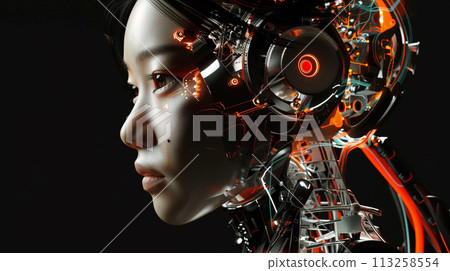 Futuristic Cyborg Woman Profile 113258554