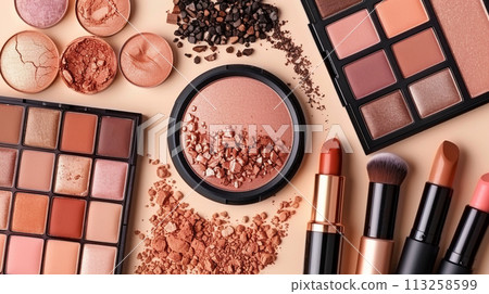 Assortment of Cosmetics in Warm Tones Assortment of Cosmetics in Warm Tones 113258599