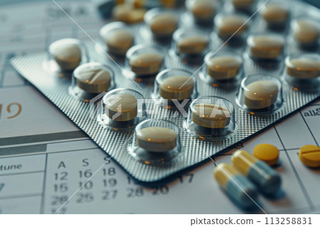 Medication Schedule with Pills and Calendar Medication Schedule with Pills and Calendar 113258831