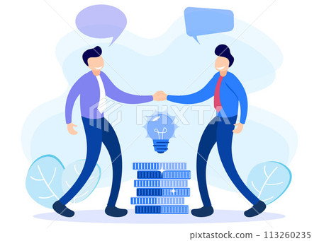 Illustration vector graphic cartoon character of business cooperation 113260235