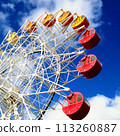 抬頭仰望摩天輪纜車，可以看到夏日般的藍天。 113260887