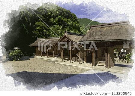 Watercolor style Miho Shrine Oguri Matsue City, Shimane Prefecture 113260945
