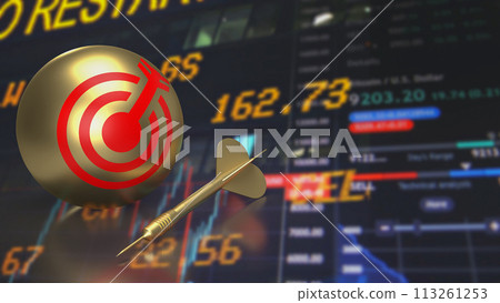 The gold dart and target ball or Business concept 3d rendering. The gold dart and target ball or Business concept 3d rendering. 113261253