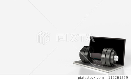 The dumbbell and Notebook for bodybuilding or life style concept 3d rendering. The dumbbell and Notebook for bodybuilding or life style concept 3d rendering. 113261259