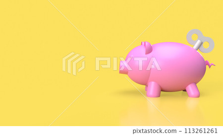 The Piggy Bank and wind up for earn or saving concept 3d rendering. 113261261