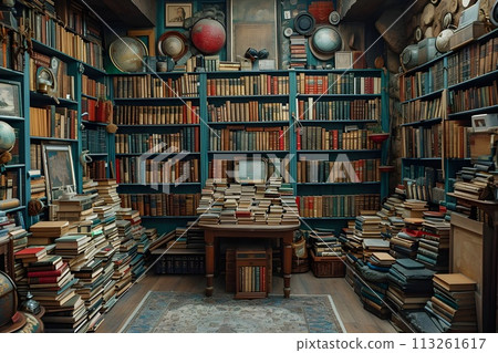 房間裡有很多書 1 張人工智慧生成的圖像 113261617