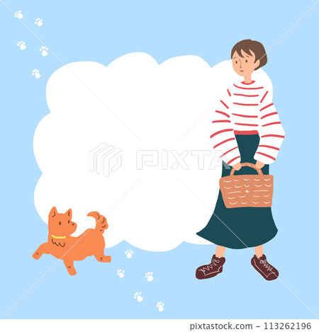 Frame of a woman walking a dog Frame of a woman walking a dog 113262196