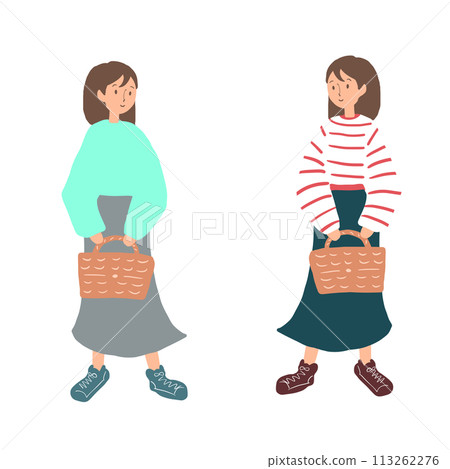 提著籃子的婦女插圖集 113262276