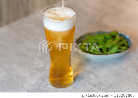[Dinner drink] Beer and edamame [Snack] 113262803