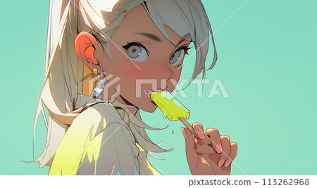 女孩吃冰糖人工智慧生成的圖像 113262968