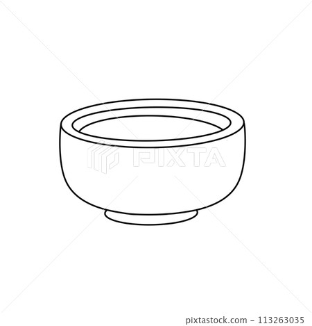 A white bowl with a black rim 113263035