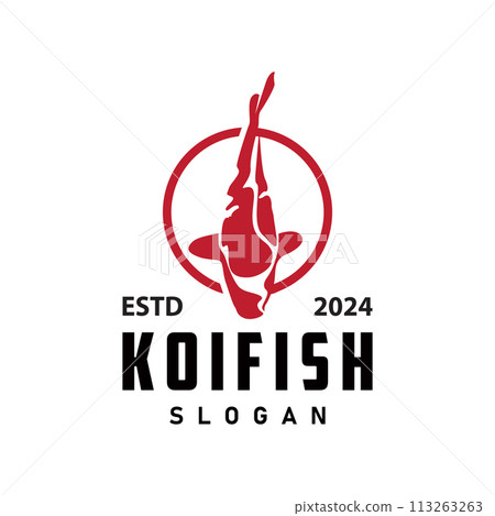Koi Fish Logo Design, Ornamental Fish Vector, Aquarium Ornament Illustration Brand product Koi Fish Logo Design, Ornamental Fish Vector, Aquarium Ornament Illustration Brand product 113263263
