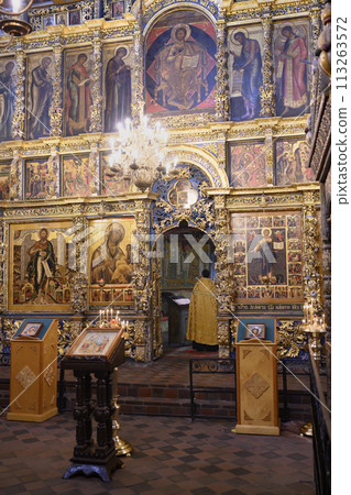 Altar and an ancient painting in the Church of Elijah the Prophet of the 17th century Altar and an ancient painting in the Church of Elijah the Prophet of the 17th century 113263572