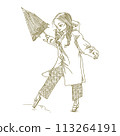 Line drawing of a girl after the rain 113264191