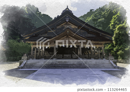 水彩風格的三保神社參拜殿 島根縣松江市 水彩風格的三保神社參拜殿 島根縣松江市 113264465