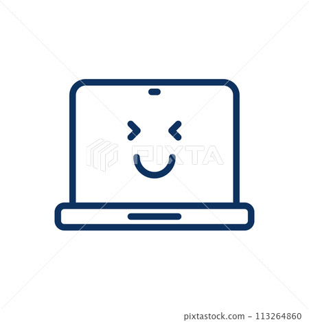 Child Coding Education Icon. Simple Line Illustration of a Happy Laptop, Representing Child Friendly Programming, Learning to Code, and Educational Technology for Kids. Child Coding Education Icon. Simple Line Illustration of a Happy Laptop, Representing Child Friendly Programming, Learning to Code, and Educational Technology for Kids. 113264860