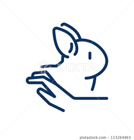 Contact Pet Zoo Icon. Simple Line Illustration of a Rabbit, Symbolizing Animal Interaction, Learning, and Family-Friendly Activities in Interactive Domestic Zoo. 113264863