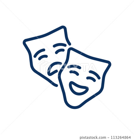 Creativity Imagination Icon. Simple Line Illustration of Comedy and Tragedy Masks, Representing the Arts, Imagination, and Creative Expression in Children. Creativity Imagination Icon. Simple Line Illustration of Comedy and Tragedy Masks, Representing the Arts, Imagination, and Creative Expression in Children. 113264864