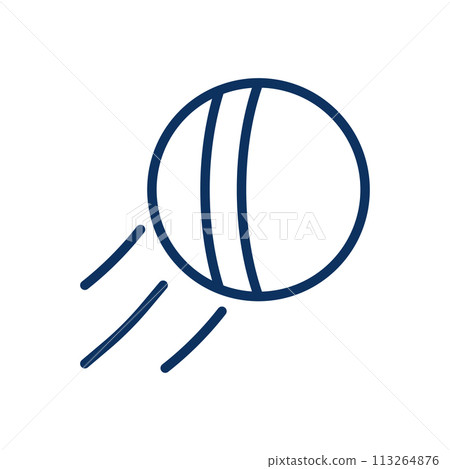 Dynamic Motion Ball Icon. Thin Line Illustration of a Flying Ball, Signifying Movement, Sports, and Activity Games with Children. 113264876
