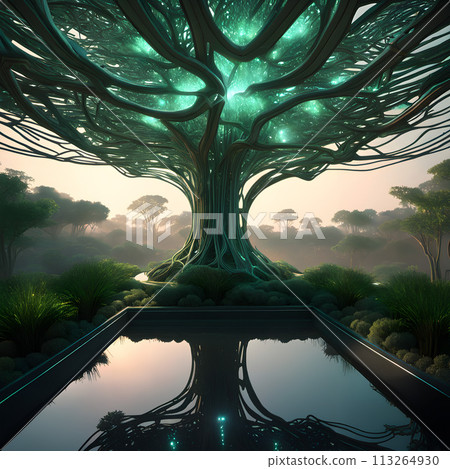 A majestic tree reaching to the heavens. 113264930