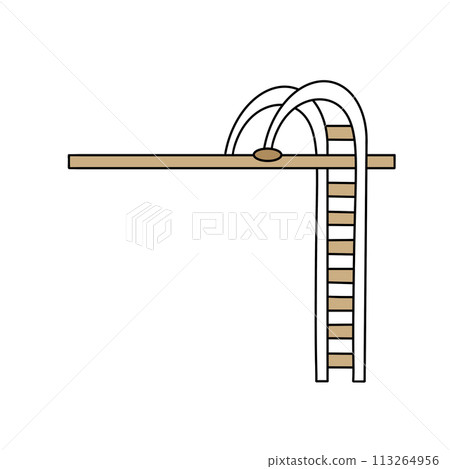 A ladder is shown with a white stripe on it A ladder is shown with a white stripe on it 113264956