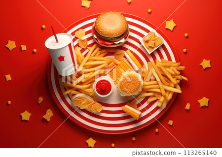 fast food design pattern or junk food design background 113265140