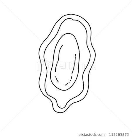 A drawing of a shell with a letter O on it 113265273