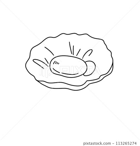 A white egg is sitting on a white plate 113265274