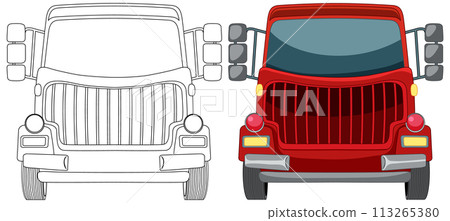 Colorful Versus Monochrome Jeep Illustration 113265380