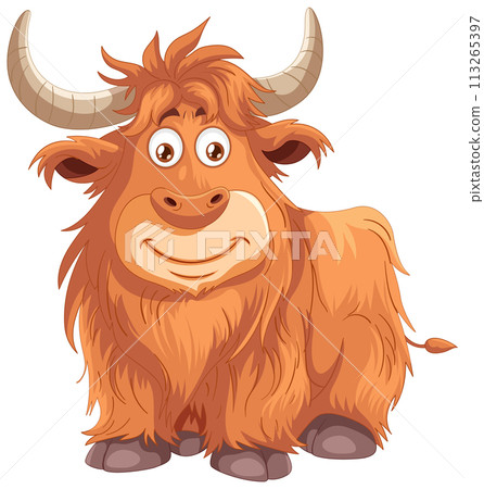 Cheerful Cartoon Yak Illustration 113265397