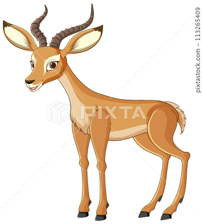 Cheerful Cartoon Antelope Illustration Cheerful Cartoon Antelope Illustration 113265409
