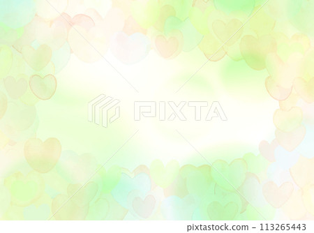 可愛的心框與綠色水彩模糊 113265443