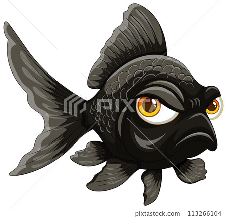 Grumpy Goldfish Cartoon Illustration Grumpy Goldfish Cartoon Illustration 113266104