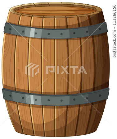 Vintage Wooden Barrel Illustration 113266156