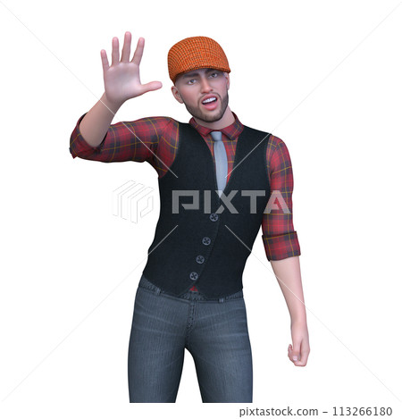 戴著橙色帽子的男人 113266180