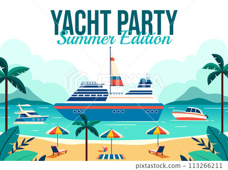 Yachts Party Social Media Background Flat Cartoon Hand Drawn Templates Illustration Yachts Party Social Media Background Flat Cartoon Hand Drawn Templates Illustration 113266211